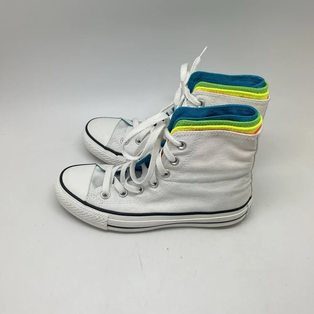 Converse Chuck Taylor Sneakers Womens 6 Quad Fold‎ Hi White Causal Shoes 137560C